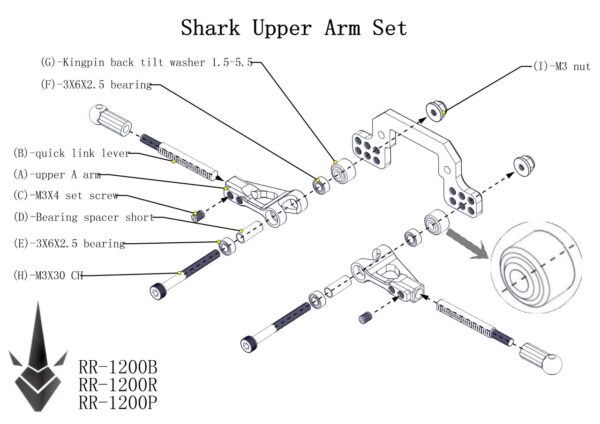 BLACK SHARK Upper Arms - For SHARK DDSS YD2 RMX RDX RR-1200B - Image 3