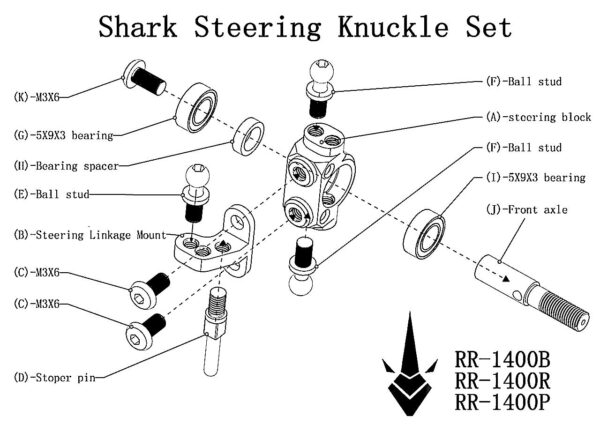 BLACK SHARK Front Steering Knuckle Set - For SHARK DDSS YD2 RMX RDX RR-1400B - Image 2