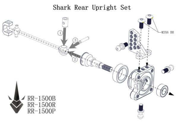 PURPLE SHARK Rear Upright Set - For SHARK DDSS YD2 RMX RDX RR-1500P - Image 2