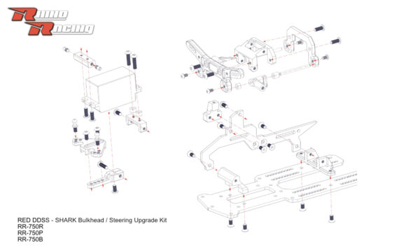 BLACK DDSS - SHARK Bulkhead / Steering Kit - Direct Drive Servo Steering (V2) YD2 -  RR-750B - Image 5